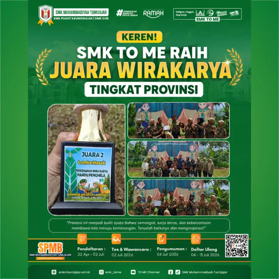 KEREN! SMK TO ME RAIH JUARA WIRAKARYA TINGKAT PROVINSI