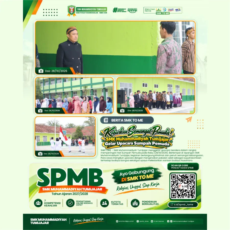 Kobarkan Semangat Pemuda! SMK Muhammadiyah Tumijajar Gelar Upacara Sumpah Pemuda