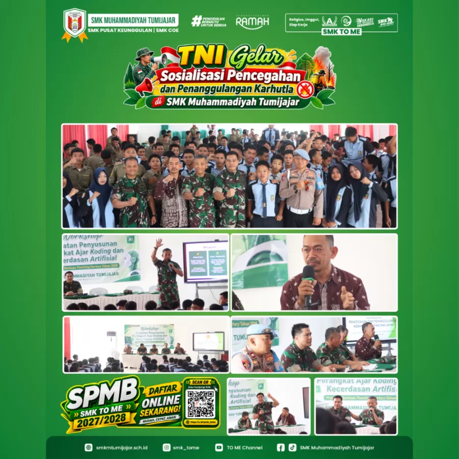 TNI Gelar Sosialisasi Pencegahan dan Penanggulangan Karhutla di SMK Muhammadiyah Tumijajar