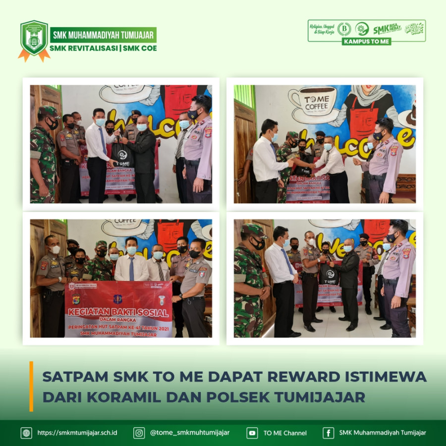 SATPAM SMK TO ME DAPAT REWARD ISTIMEWA DARI KORAMIL DAN POLSEK TUMIJAJAR