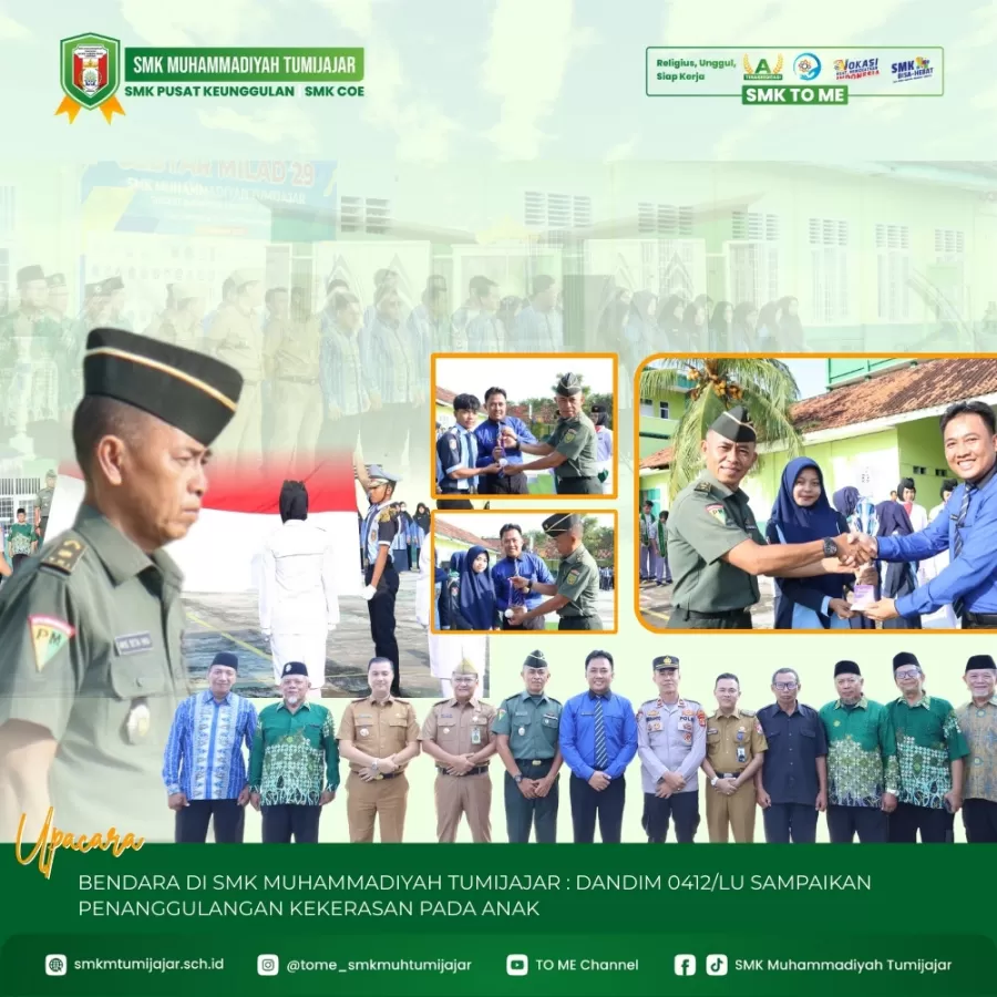 UPACARA BENDARA DI SMK MUHAMMADIYAH TUMIJAJAR : DANDIM 0412/LU SAMPAIKAN PENANGGULANGAN KEKERASAN PADA ANAK