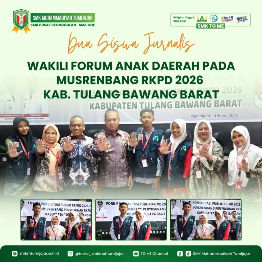 DUA SISWA JURNALIS WAKILI FORUM ANAK DAERAH PADA MUSRENBANG RKPD 2026 KAB. TULANG BAWANG BARAT