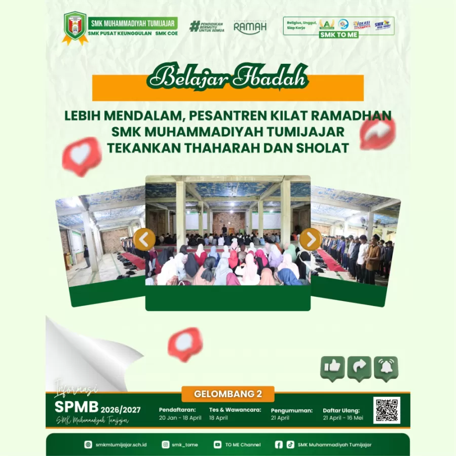 Belajar Ibadah Lebih Mendalam, Pesantren Kilat Ramadhan SMK Muhammadiyah Tumijajar Tekankan Thaharah dan Sholat