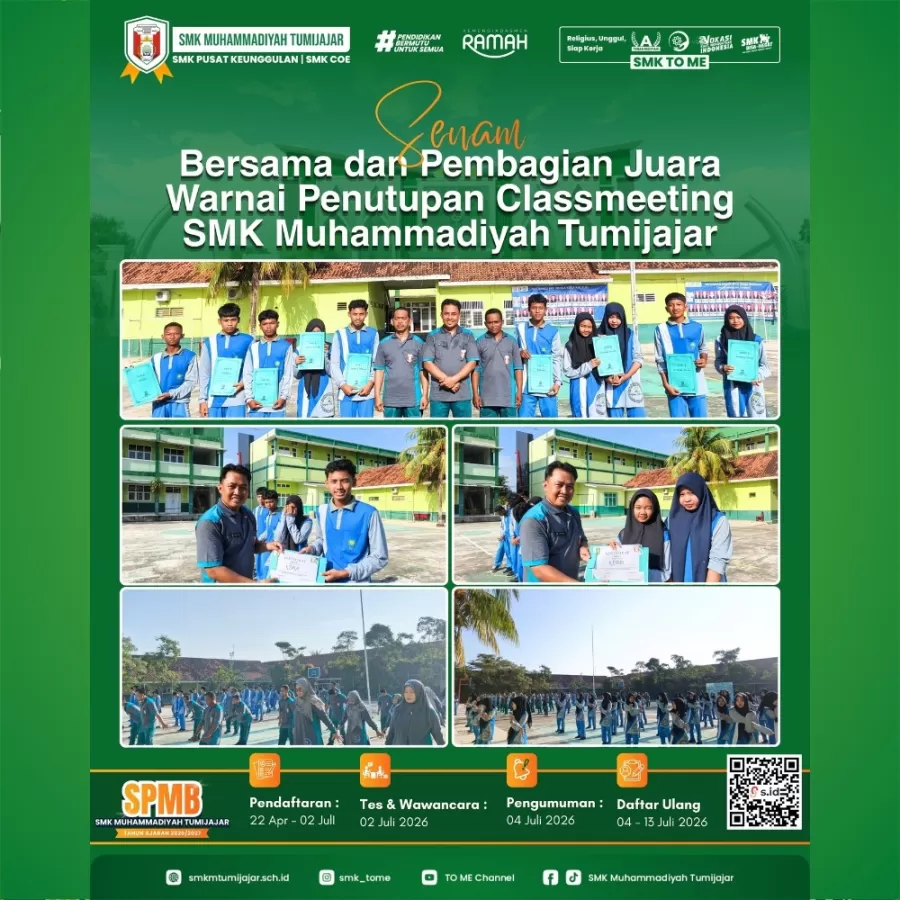 Senam Bersama dan Pembagian Juara Warnai Penutupan Classmeeting SMK Muhammadiyah Tumijajar