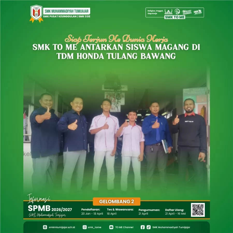 Siap Terjun Ke Dunia Kerja, SMK TO ME Antarkan Siswa Magang di TDM Honda Tulang Bawang