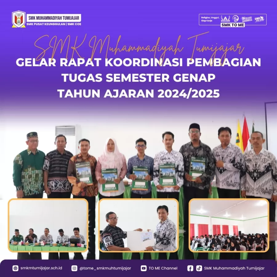 SMK MUHAMMADIYAH TUMIJAJAR GELAR RAPAT KOORDINASI PEMBAGIAN TUGAS SEMESTER GENAP TAHUN AJARAN 2024/2025