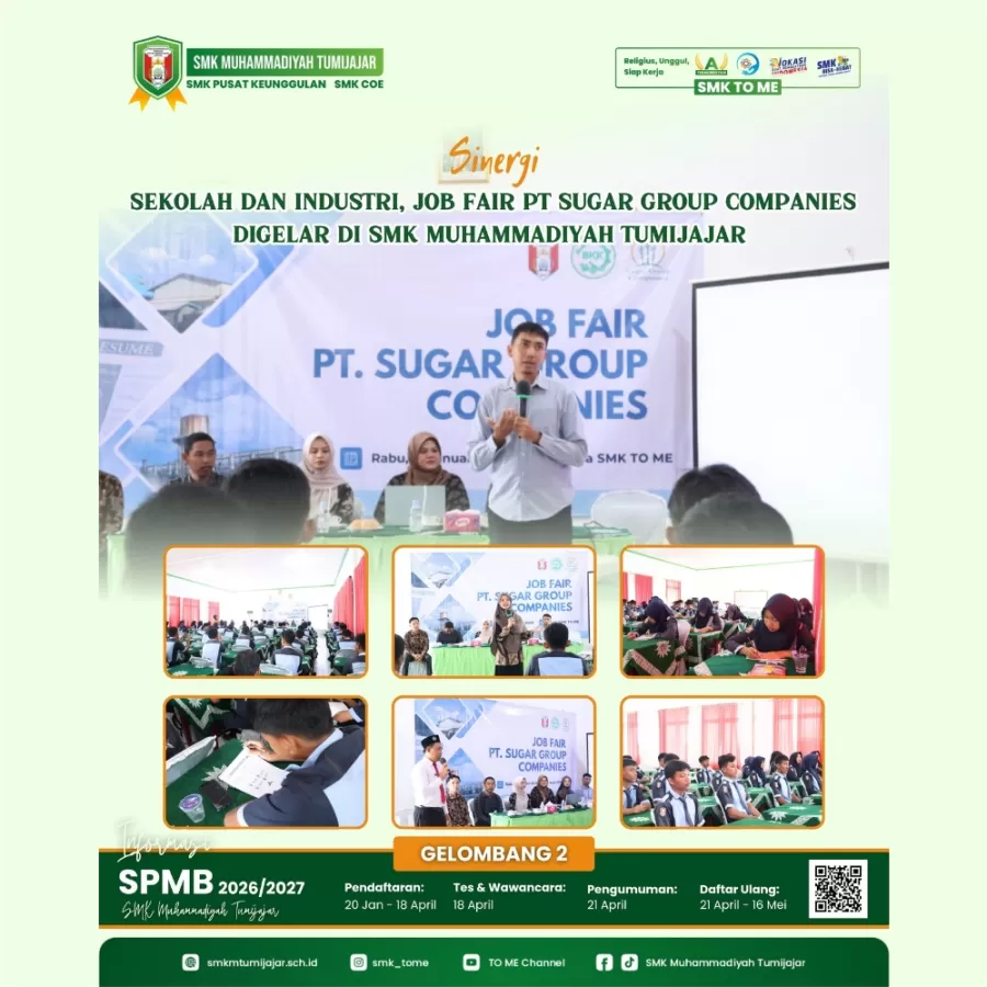 Sinergi Sekolah dan Industri, Job Fair PT Sugar Group Companies Digelar di SMK Muhammadiyah Tumijajar