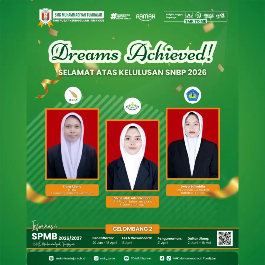 Dream Achived! Siswi SMK Muhammadiyah Tumijajar Lolos SNBP