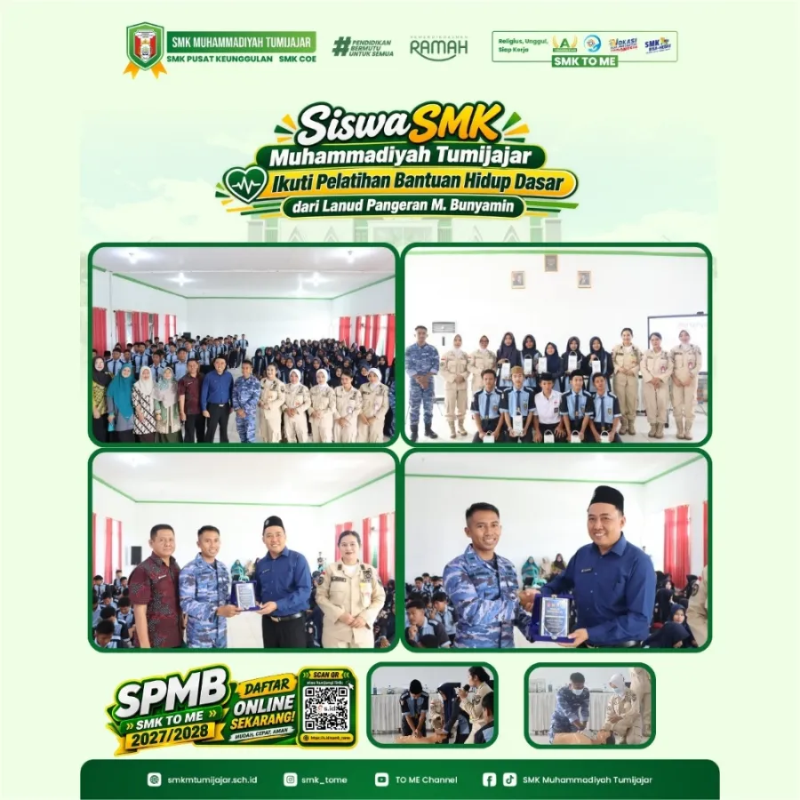 Siswa SMK Muhammadiyah Tumijajar Ikuti Pelatihan Bantuan Hidup Dasar dari Lanud BNY