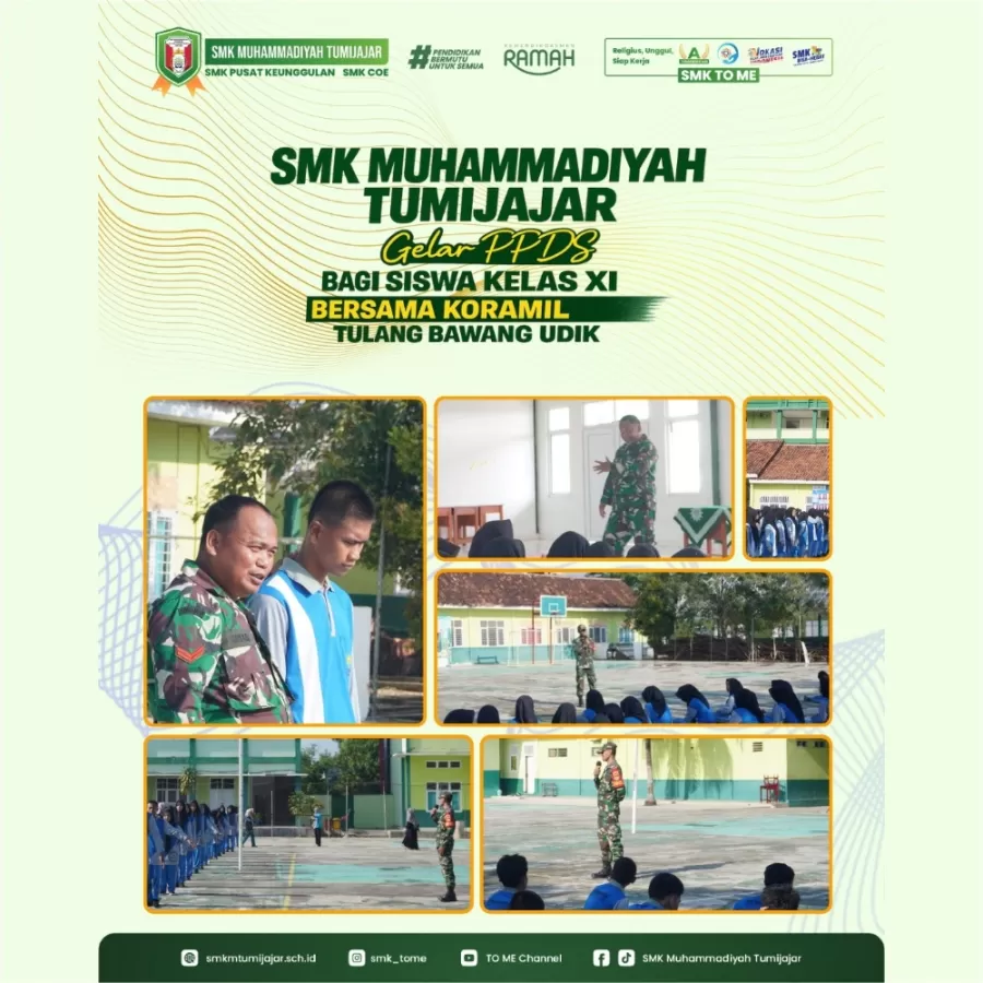 SMK Muhammadiyah Tumijajar Gelar PPDS bagi Siswa Kelas XI Bersama Koramil Tulang Bawang Udik
