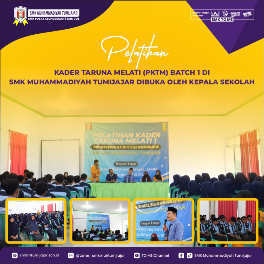 Pelatihan Kader Taruna Melati (PKTM) Batch 1 di SMK Muhammadiyah Tumijajar Dibuka oleh Kepala Sekolah