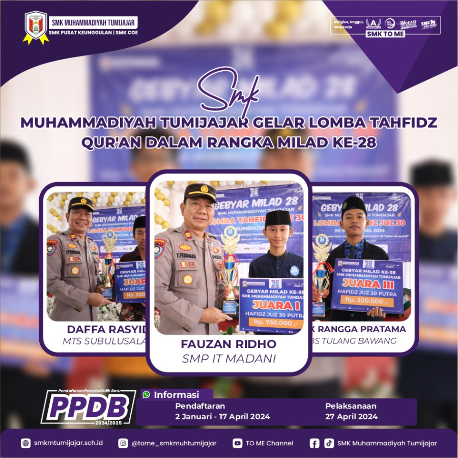 SMK MUHAMMADIYAH TUMIJAJAR GELAR LOMBA TAHFIDZ QURAN DALAM RANGKA MILAD KE-28