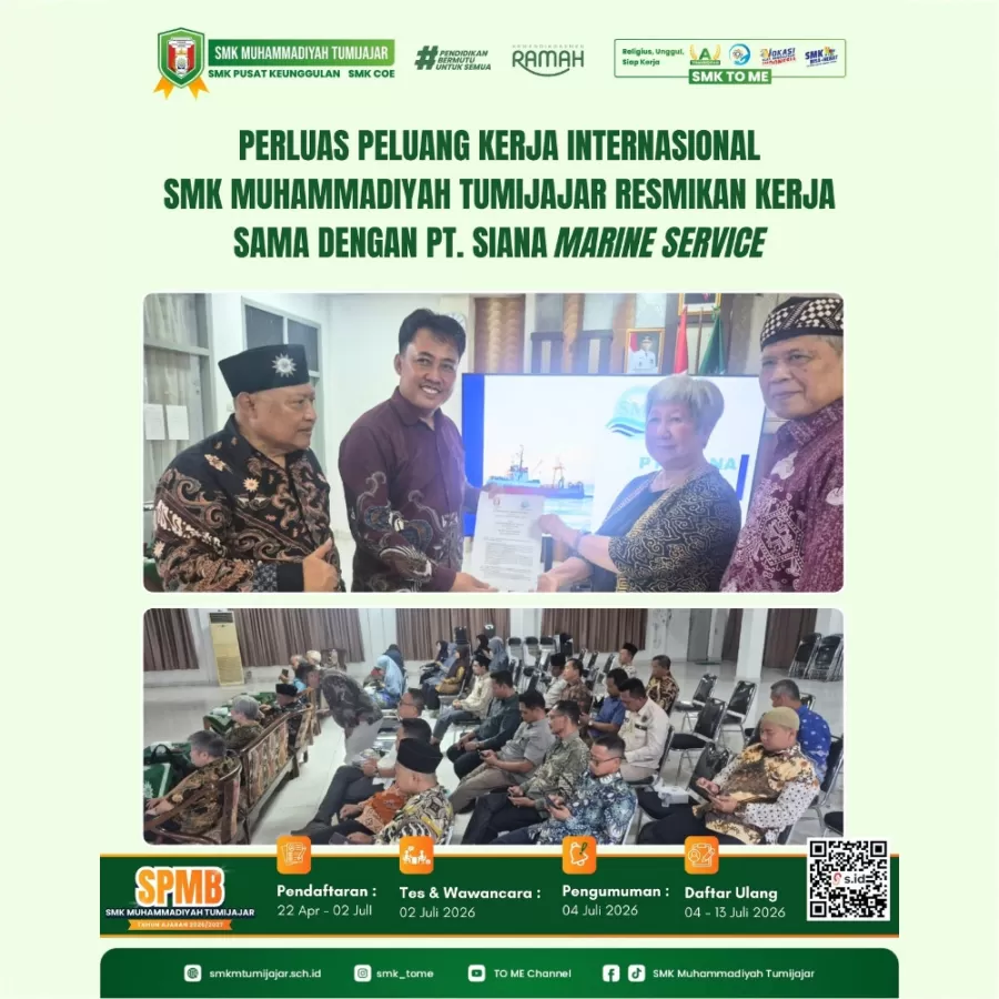 Perluas Peluang Kerja Internasional, SMK Muhammadiyah Tumijajar Resmikan Kerja Sama dengan PT Siana Marine Service