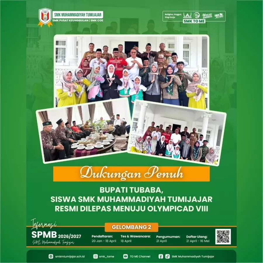 Dukungan Penuh Bupati Tubaba, Siswa SMK Muhammadiyah Tumijajar Resmi Dilepas Menuju OlympicAD VIII