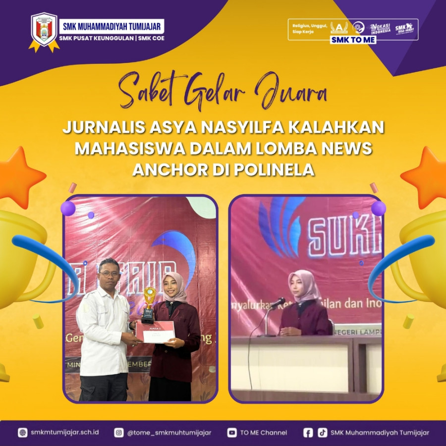 SABET GELAR JUARA, JURNALIS ASYA NASYILFA KALAHKAN MAHASISWA DALAM LOMBA NEWS ANCHOR DI POLINELA