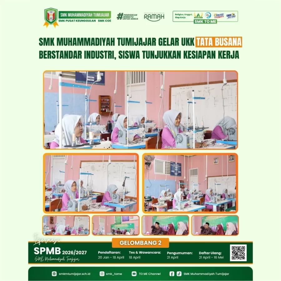 SMK Muhammadiyah Tumijajar Gelar UKK Tata Busana Berstandar Industri, Siswa Tunjukkan Kesiapan Kerja
