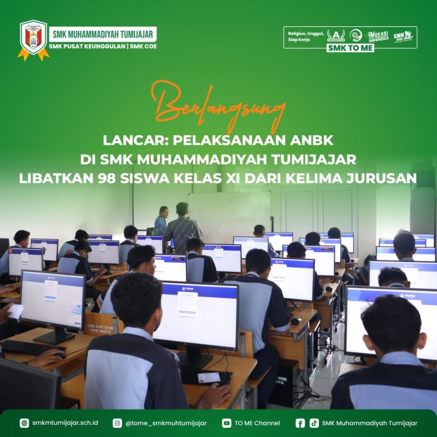 BERLANGSUNG LANCAR: PELAKSANAAN ANBK DI SMK MUHAMMADIYAH TUMIJAJAR LIBATKAN 98 SISWA KELAS XI DARI KELIMA JURUSAN