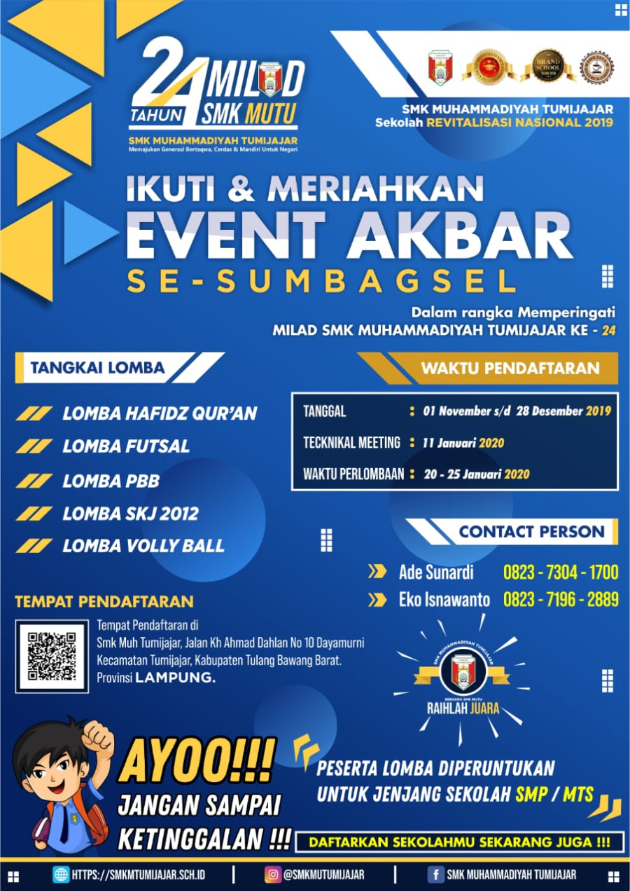 SAMBUT MILAD KE-24, SMK MUTU ADAKAN BERAGAM KOMPETISI SMP/MTS SE-SUMBAGSEL