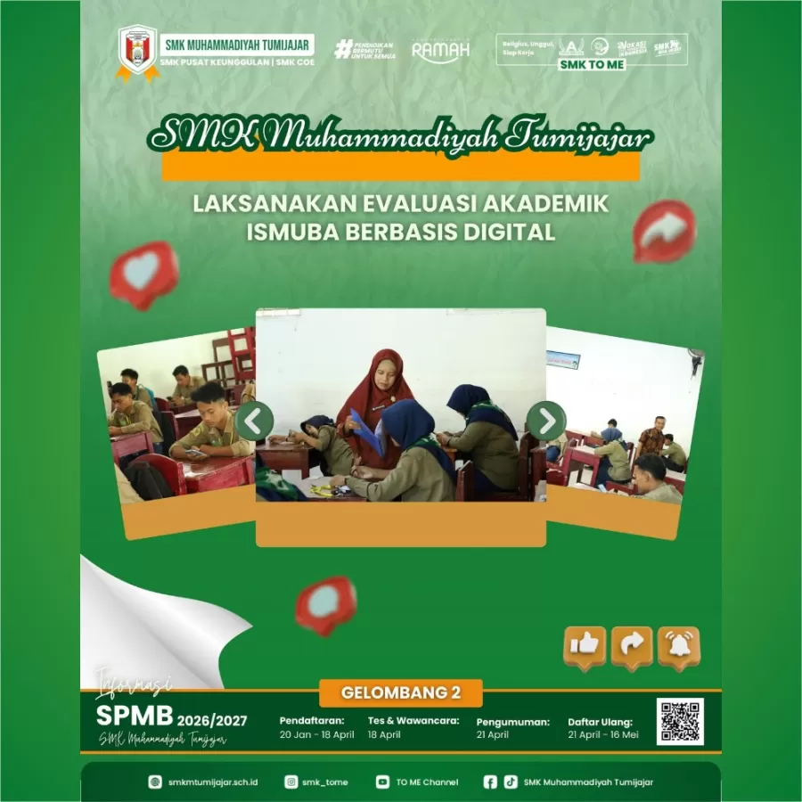 SMK Muhammadiyah Tumijajar Laksanakan Evaluasi Akademik ISMUBA Berbasis Digital