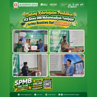 Dukung Keberlanjutan Pendidikan, 113 Siswa SMK Muhammadiyah Tumijajar Terima Beasiswa dari LAZISMU TUBABA