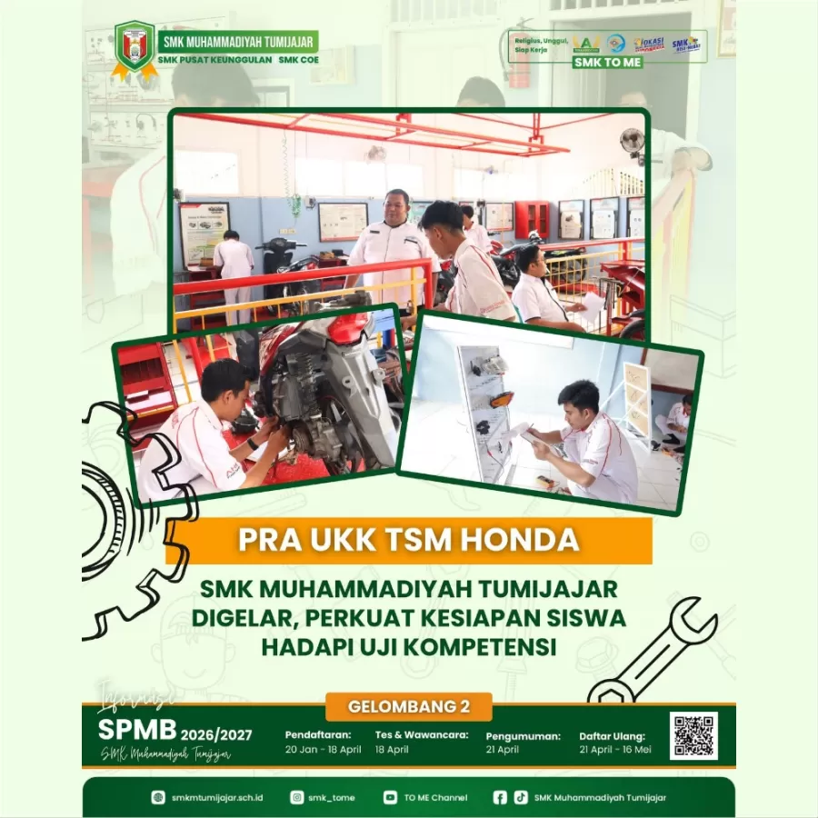 Pra-UKK TSM Honda SMK Muhammadiyah Tumijajar Digelar, Perkuat Kesiapan Siswa Hadapi Uji Kompetensi