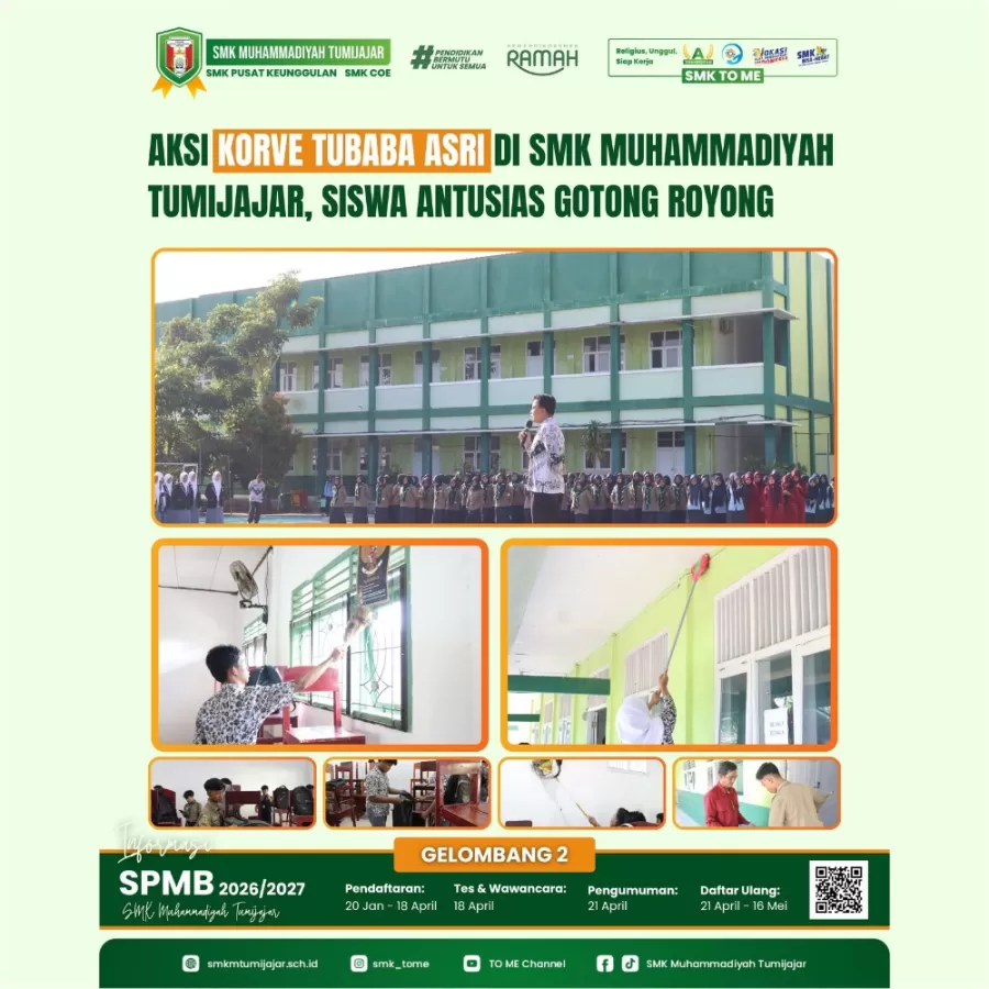 Aksi KORVE TUBABA ASRI di SMK Muhammadiyah Tumijajar, Siswa Antusias Gotong Royong