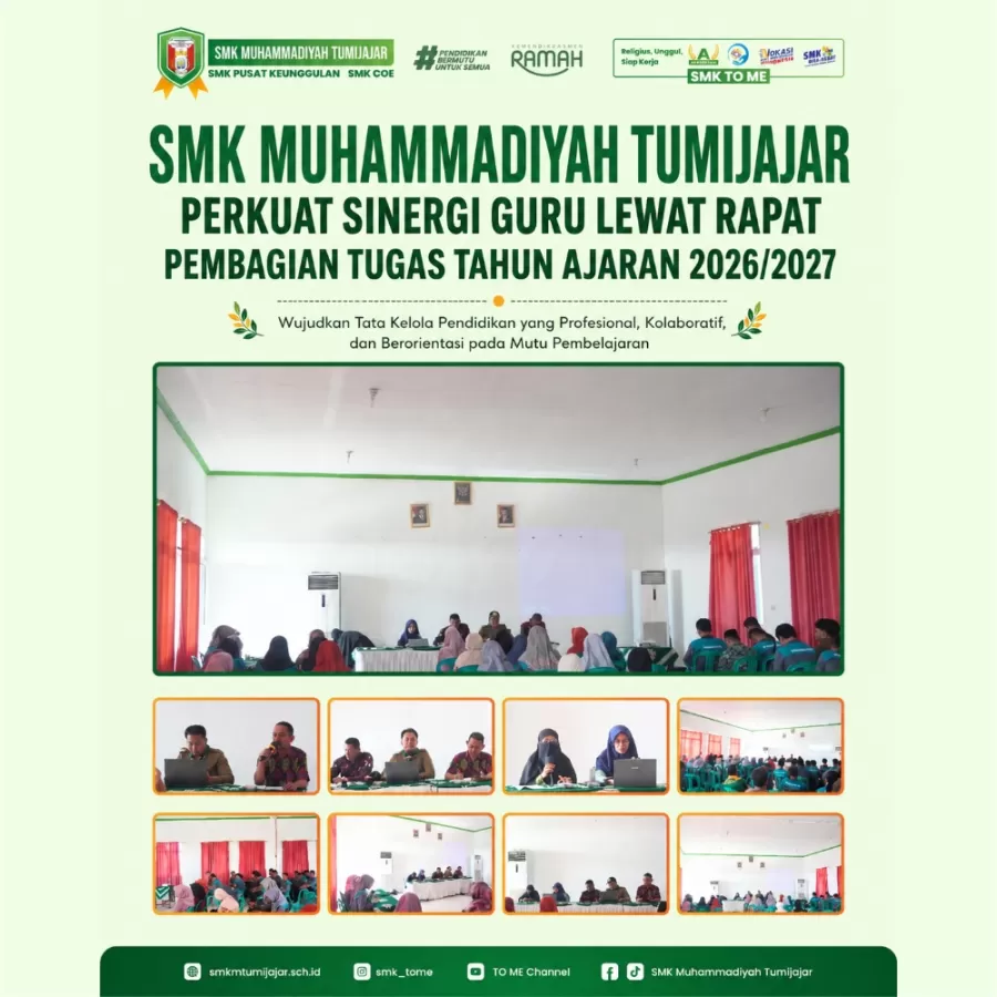 SMK Muhammadiyah Tumijajar Perkuat Sinergi Guru Lewat Rapat Pembagian Tugas Tahun Ajaran 2026/2027