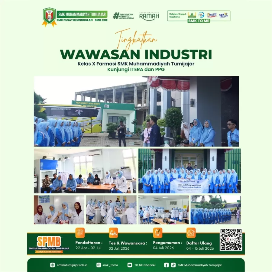 Tingkatkan Wawasan Industri, Kelas X Farmasi SMK Muhammadiyah Tumijajar Kunjungi ITERA dan PPG