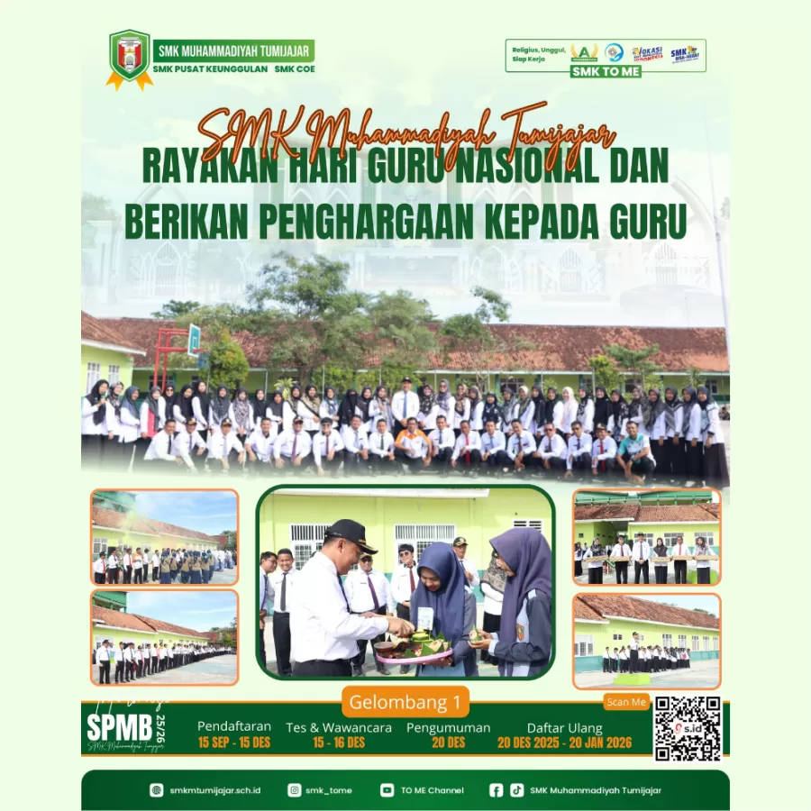 SMK MUHAMMADIYAH TUMIJAJAR RAYAKAN HARI GURU NASIONAL DAN BERIKAN PENGHARGAAN KEPADA GURU