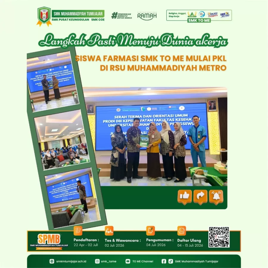 LANGKAH PASTI MENUJU DUNIA KERJA, SISWA FARMASI SMK TO ME MULAI PKL DI RSU MUHAMMADIYAH METRO