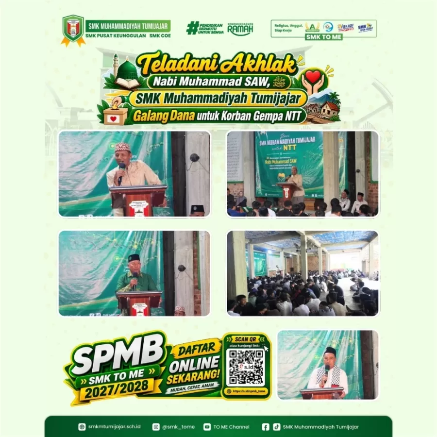 Teladani Akhlak Nabi Muhammad SAW, SMK Muhammadiyah Tumijajar Galang Dana untuk Korban Gempa NTT