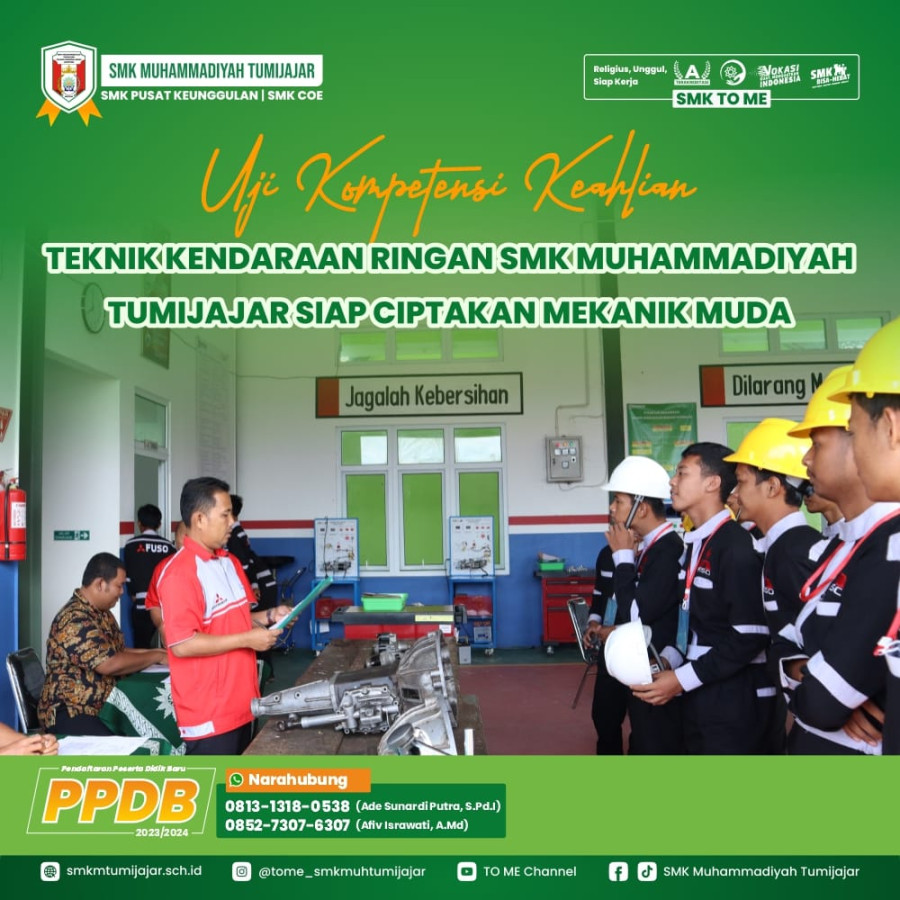 UKK TEKNIK KENDARAAN RINGAN SMK MUHAMMADIYAH TUMIJAJAR SIAP CIPTAKAN MEKANIK MUDA
