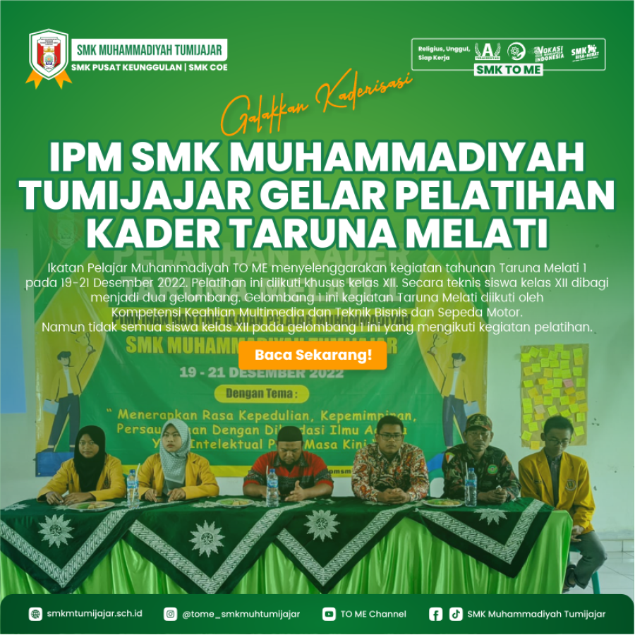 GALAKKAN KADERISASI, IPM SMK MUHAMMADIYAH TUMIJAJAR GELAR PELATIHAN KADER TARUNA MELATI