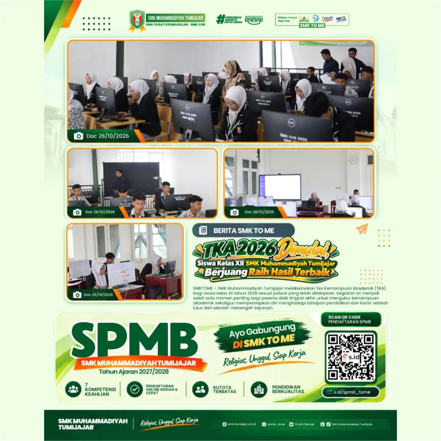 TKA 2026 Dimulai, Siswa Kelas XII SMK Muhammadiyah Tumijajar Berjuang Raih Hasil Terbaik