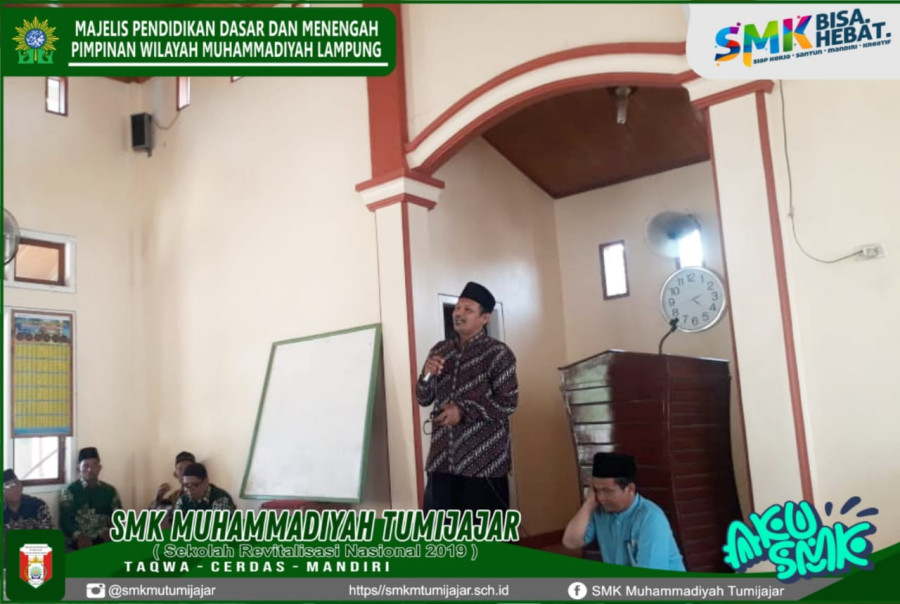 SELURUH PTK SMK MUTU HADIRI PENGAJIAN RUTIN PDM TULANGBAWANG BARAT DI MASJID FATKHUL IMAM MARGO MULYO
