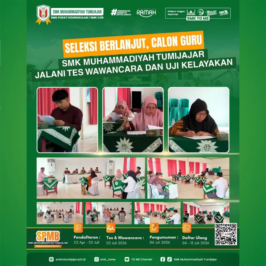 Seleksi Berlanjut, Calon Guru SMK Muhammadiyah Tumijajar Jalani Tes Wawancara dan Uji Kelayakan