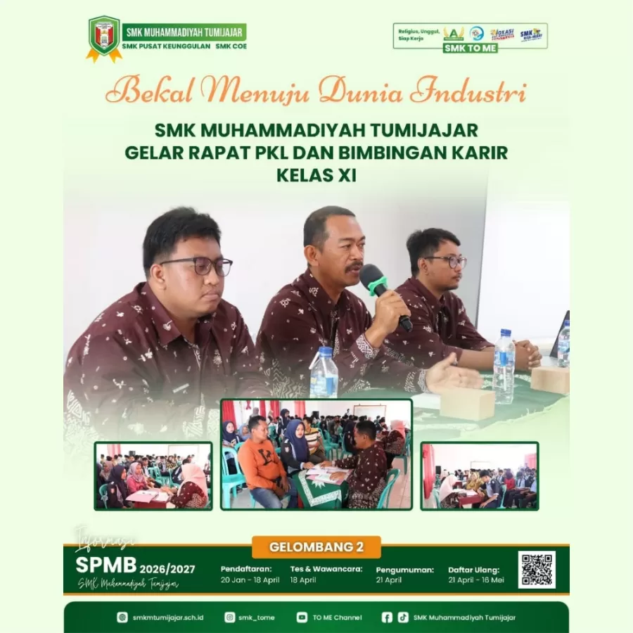 Bekal Menuju Dunia Industri, SMK Muhammadiyah Tumijajar Gelar Rapat PKL dan Bimbingan Karir Kelas XI