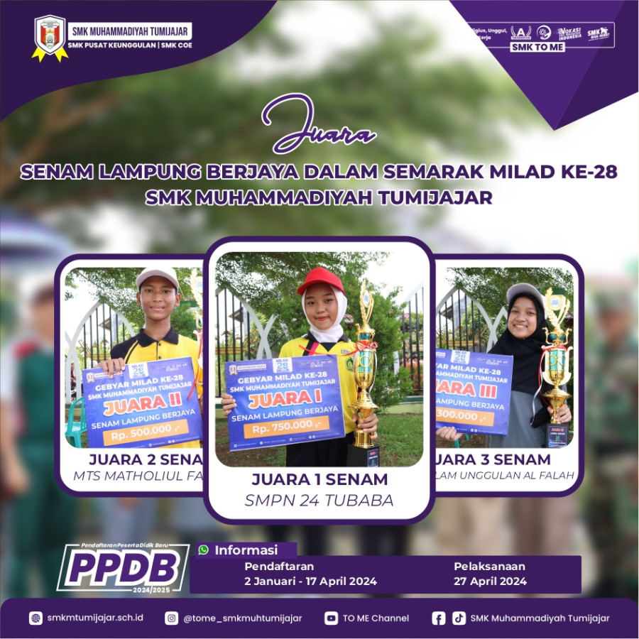 JUARA SENAM LAMPUNG BERJAYA DALAM SEMARAK MILAD KE-28 SMK MUHAMMADIYAH TUMIJAJAR