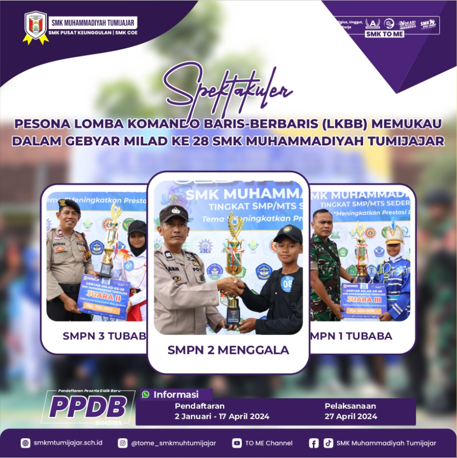 SPEKTAKULER! PESONA LOMBA KOMANDO BARIS-BERBARIS (LKBB) MEMUKAU DALAM GEBYAR MILAD KE 28 SMK MUHAMMADIYAH TUMIJAJAR