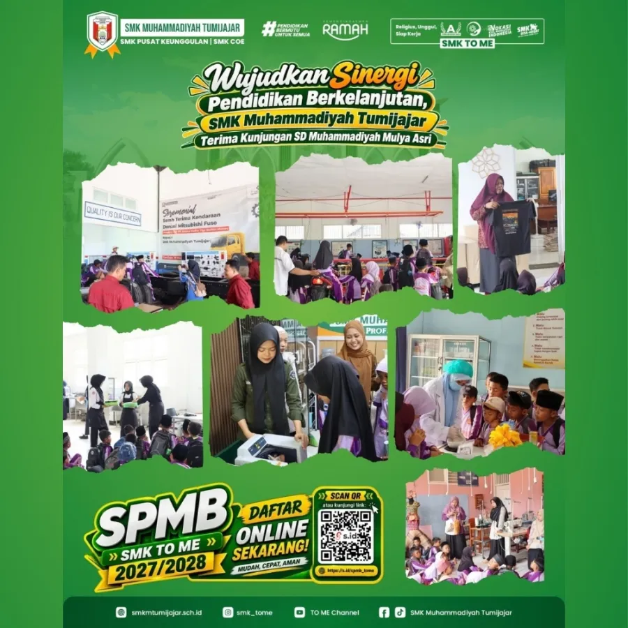 Wujudkan Sinergi Pendidikan Berkelanjutan, SMK Muhammadiyah Tumijajar Terima Kunjungan SD Muhammadiyah Mulya Asri