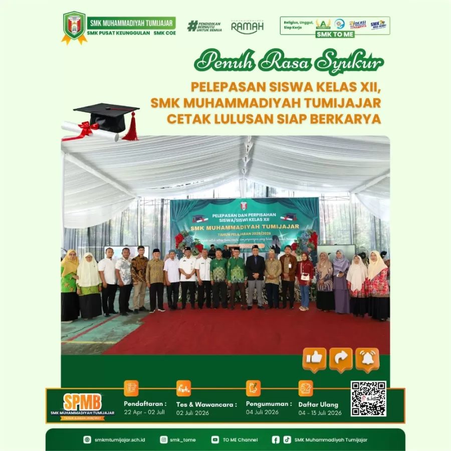 Penuh Rasa Syukur Pelepasan Siswa Kelas XII, SMK Muhammadiyah Tumijajar Cetak Lulusan Siap Berkarya