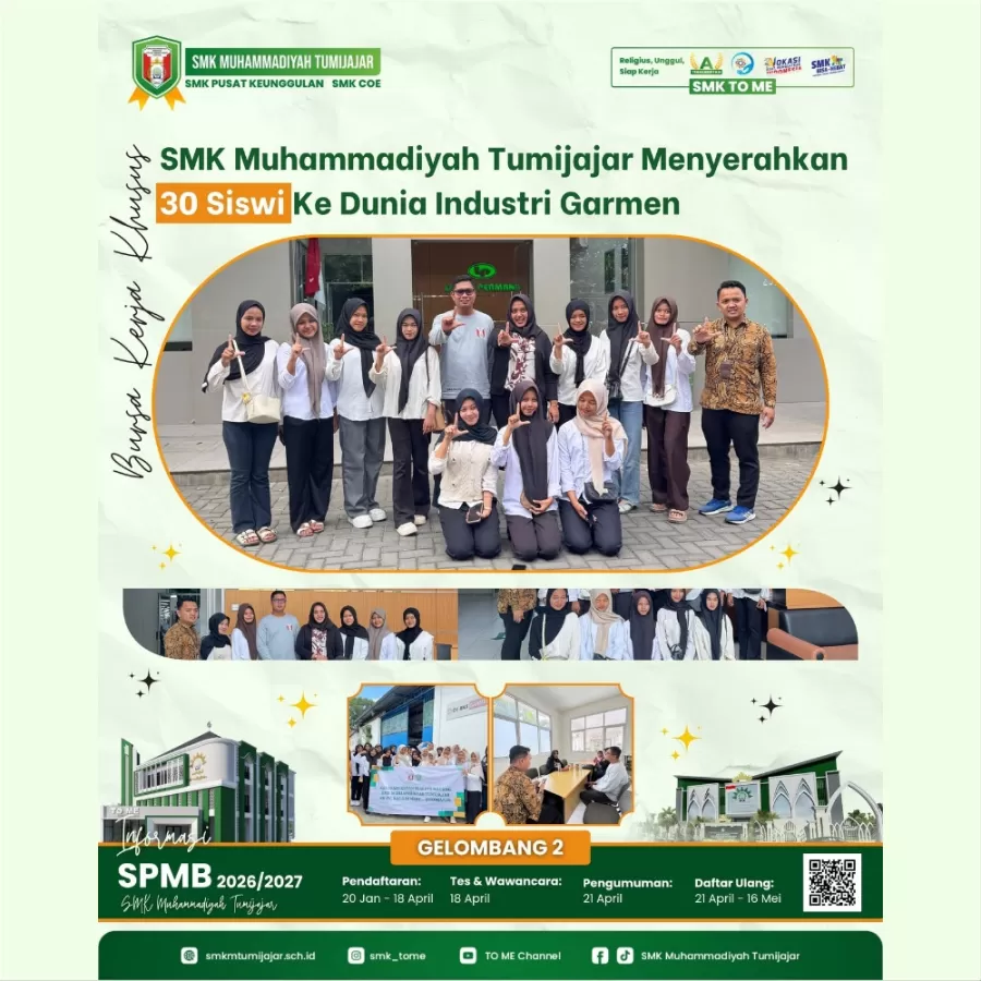 BKK SMK Muhammadiyah Tumijajar Menyerahkan 30 Siswi ke Dunia Industri Garmen