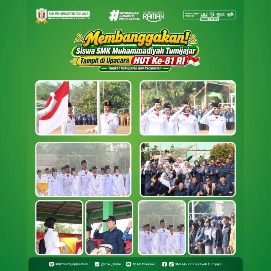 Membanggakan! Siswa SMK Muhammadiyah Tumijajar Tampil di Upacara HUT ke-81 RI Tingkat Kabupaten dan Kecamatan