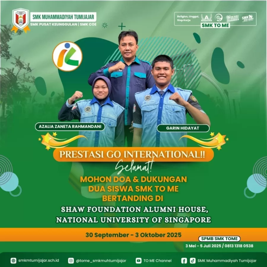 DUA SISWA SMK MUHAMMADIYAH TUMIJAJAR LOLOS GRAND FINAL DUTA PENDIDIKAN INDONESIA 2025, SIAP TAMPIL DI AJANG INTERNASIONAL DI SINGAPURA
