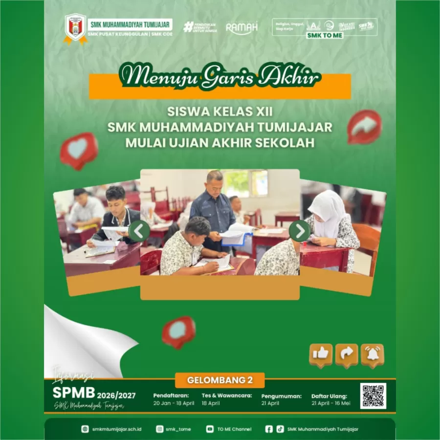 Menuju Garis Akhir, Siswa Kelas XII SMK Muhammadiyah Tumijajar Mulai Ujian Akhir Sekolah